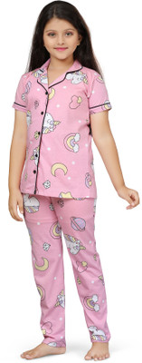 Bloem Girls Printed Pink Shirt & Pyjama set