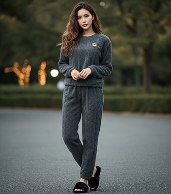 SKG Women Self Design Blue Night Suit Set