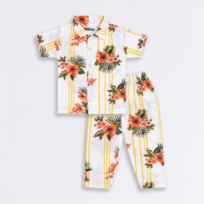 Little Smart Boys & Girls Floral Print Multicolor Night Suit Set