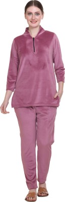 URBE Women Solid Pink Top & Pyjama Set