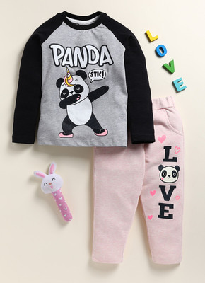 Lazy Shark Boys Printed Grey Top & Pyjama Set
