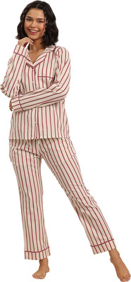 LIBAS Women Printed White Night Suit Set