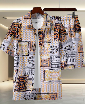 Varni Creation Men Floral Print Multicolor Night Suit Set