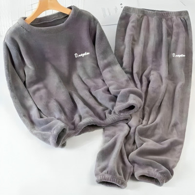 Stem Rope Women Solid Grey Top & Pyjama Set