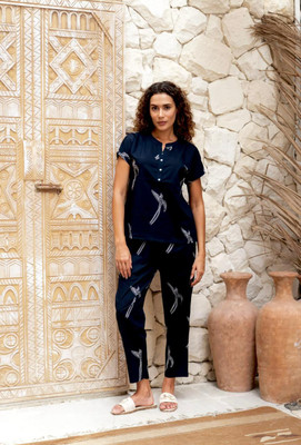 RK JAI Women Printed Black Night Suit Set