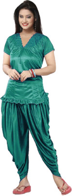mysie Women Solid Light Green Night Suit Set