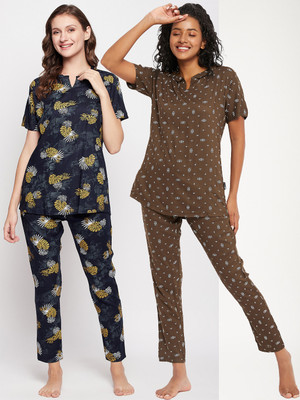 firstkrush Women Printed Multicolor Night Suit Set