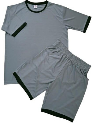 NISPRUH Men Solid Grey Top & Shorts Set