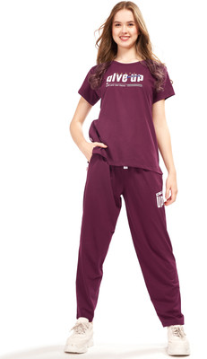 WEET Women Printed Green Top & Pyjama Set