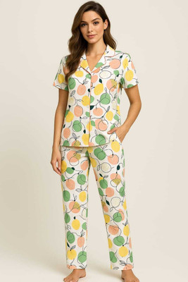 YOUSAFZAIHUB Women Solid, Printed Blue Night Suit Set