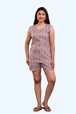 SAYANG Women Printed Multicolor Top & Shorts Set