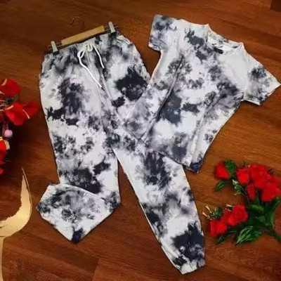 Lomidze Women Ombre/Dyed Black, White Night Suit Set