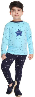 INDHRANI Boys Printed Blue Top & Pyjama Set