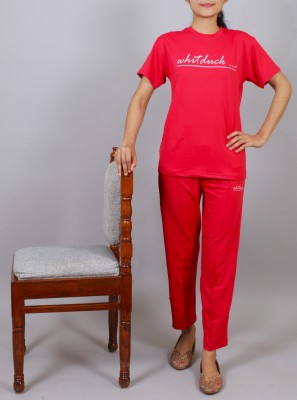 WHITDUCK Women Printed Red Top & Pyjama Set