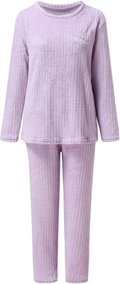 ELIstyles Women Self Design Purple Night Suit Set