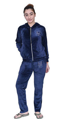 Hainah Women Embellished Blue Night Suit Set