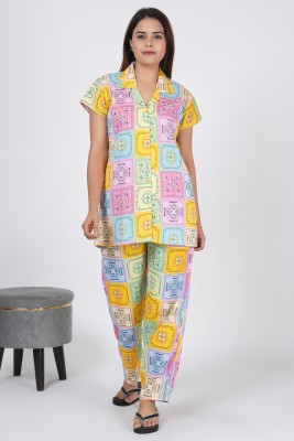 Primis Women Printed Multicolor Shirt & Pyjama set
