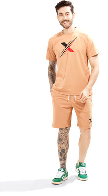 WEET Men Printed Beige Night Suit Set