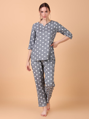 DreamBe Women Printed Grey Night Suit Set