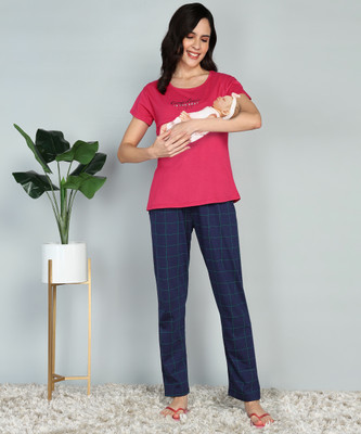 Attempt Women Printed Pink Night Suit Set