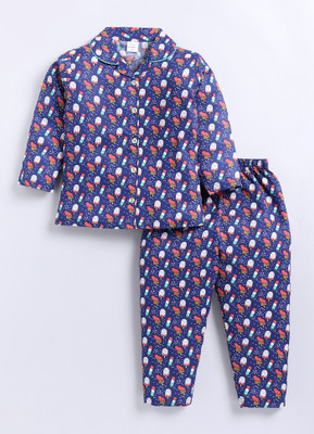 GEMINI LABEL Boys & Girls Printed Blue Night Suit Set