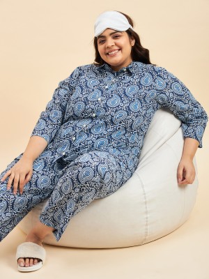 SWEET DREAMS Women Printed Blue Top & Pyjama Set