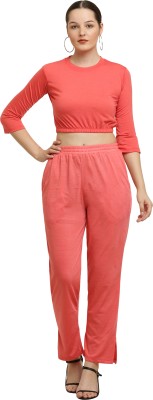 The Unicharm Women Solid Orange Top & Pyjama Set