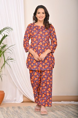 DreamBe Women Printed Red Top & Pyjama Set