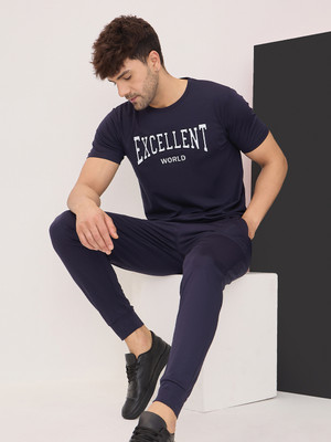SWEET DREAMS Men Printed Blue Top & Pyjama Set