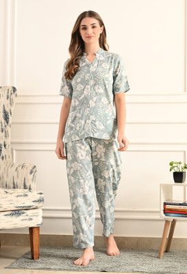 zivsy Women Printed Grey Shirt & Pyjama set