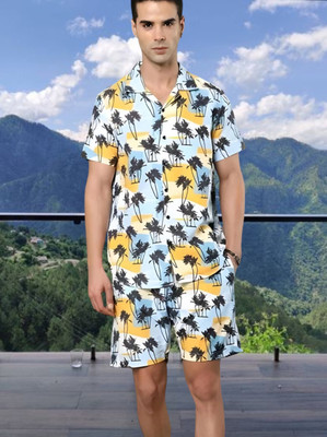 SHIVFORYOU Men Printed Multicolor Top & Shorts Set