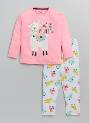 Yk Girls Printed Multicolor Night Suit Set