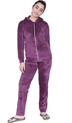 Hainah Women Embellished Purple Night Suit Set