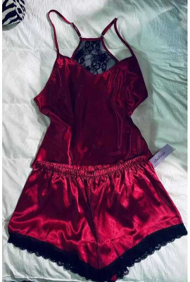 Mixopia Women Self Design Maroon Top & Shorts Set