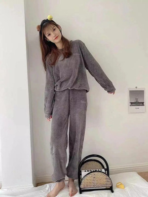 Ucollection Women Solid Grey Night Suit Set
