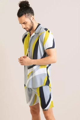 MUMIN Men Printed Multicolor Shirt & Pyjama set