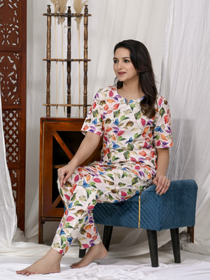RAAKA Women Printed Multicolor Top & Pyjama Set