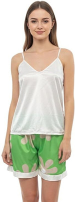 RioDebella Women Graphic Print Green Top & Shorts Set