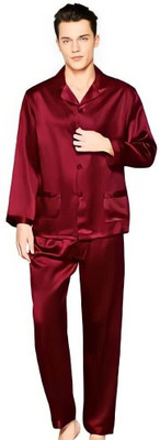 Bella Babe by SK Men Solid Red Night Suit Set