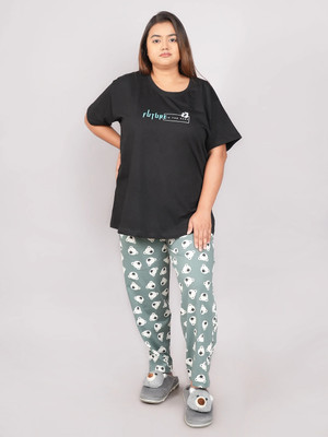 Bloem Women Solid Black Top & Pyjama Set