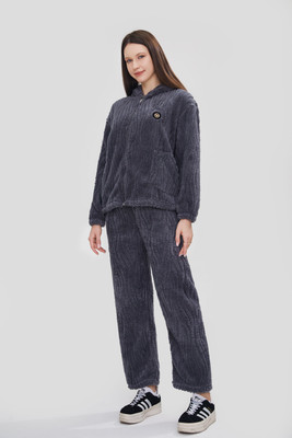 Lugo Women Self Design Grey Night Suit Set