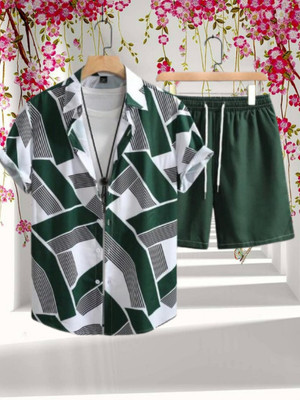 DHAMELIYA ENTERPRISE Men Colorblock Green Night Suit Set