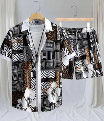 Dream Crushers Men Printed Brown Night Suit Set