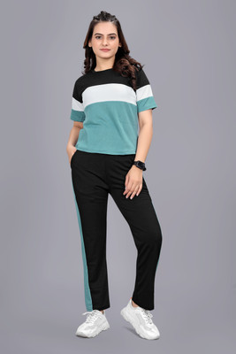 SAKARMAA Women Colorblock Light Blue Top & Pyjama Set
