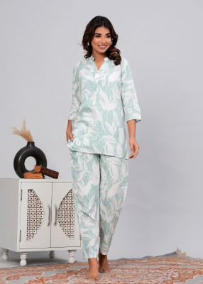 DreamBe Women Printed Green Night Suit Set