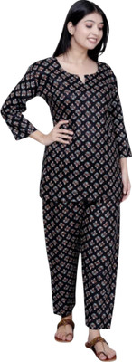 Dulhan kangan palace Women Printed Black Top & Pyjama Set