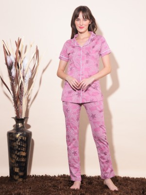 Dollar Missy Women Graphic Print Pink Night Suit Set