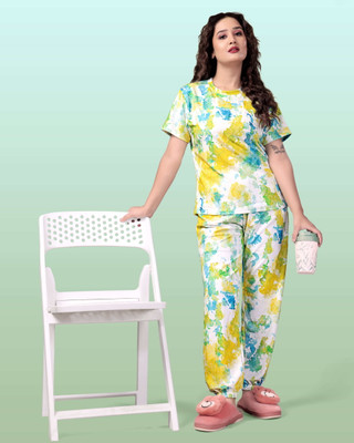 HouseOfCommon Women Printed Multicolor Top & Pyjama Set
