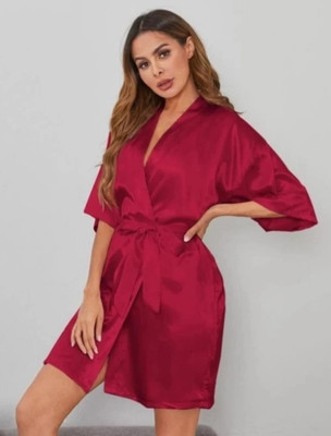 MARDIA Women Solid Red Night Suit Set