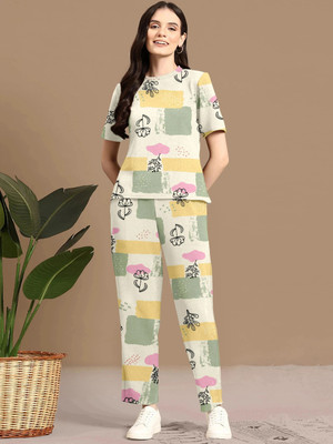 BelleBird Women Printed Multicolor Night Suit Set